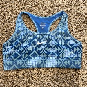 Nike Pro sports bra- shades of blue tribal print- size medium